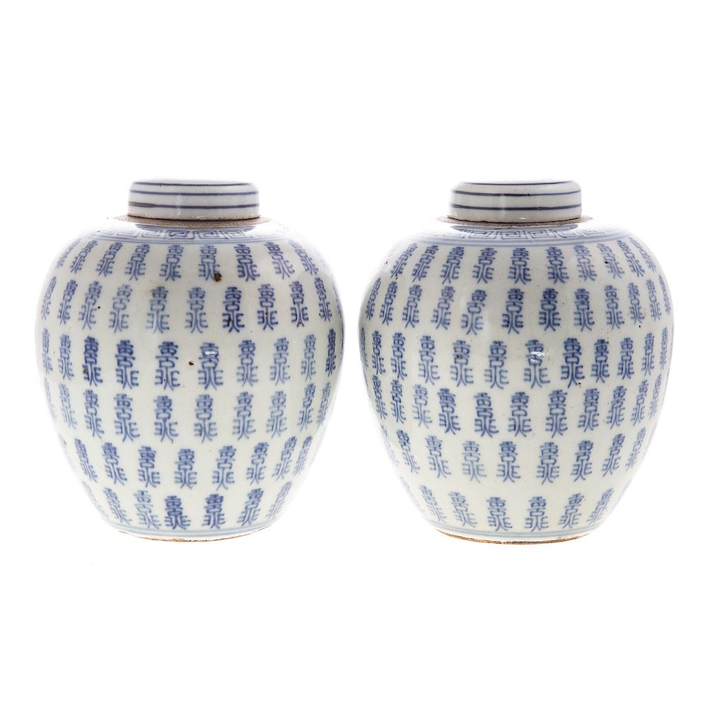 Appraisal: Pair Chinese Blue and White Ginger Jars th Century with