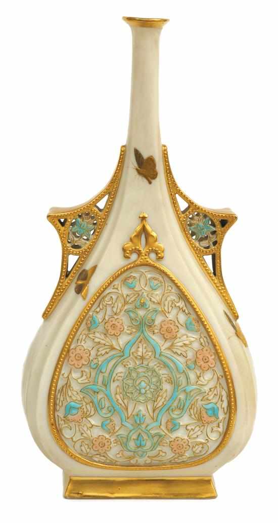 Appraisal: A Royal Worcester porcelain vase Circa Of flattened teardrop form