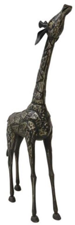 Appraisal: Modern steel sculpture Standing Giraffe th c painted steel in