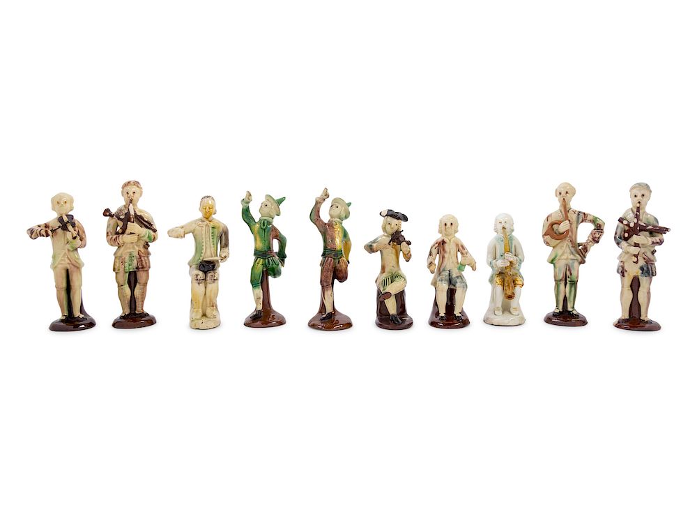 Appraisal: A Set of Ten Staffordshire Pottery Musical Figures A Set