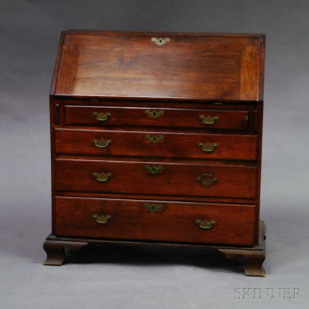 Appraisal: Chippendale Walnut Slant-lid Desk America mid to late th century