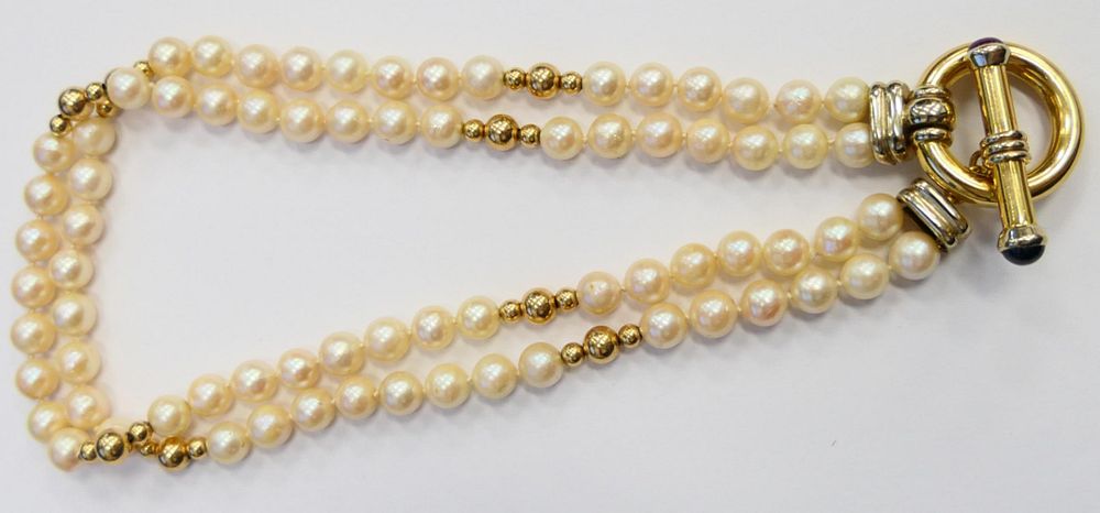 Appraisal: ELLEDUE DESIGNED KT Y GOLD AND PEARL NECKLACE From the