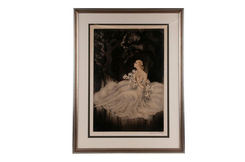 Appraisal: LOUIS ICART ETCHING LILIES aquatint and etching Condition yellowing to