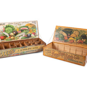 Appraisal: Two Countertop Advertising Seed Boxes Early th Century including Rush