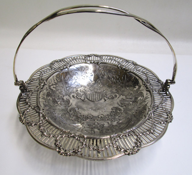 Appraisal: SILVER PLATED FOOTED BASKET by Meriden Silver Plate Co with