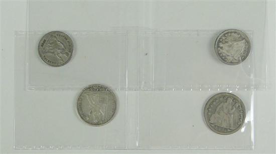 Appraisal: Four Scarce Obsolete Coins half dime with arrows grades nice