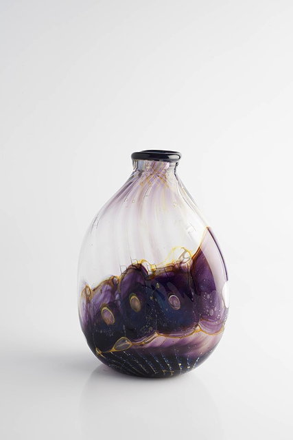 Appraisal: Sam Herman American b Vase in blues purples and yellowssigned