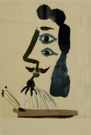 Appraisal: After Pablo Picasso - Man with Blue Hair photolithograph inscribed