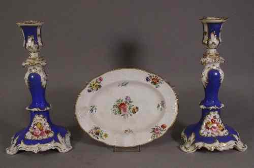 Appraisal: A pair of early th Century English bone china candlesticks