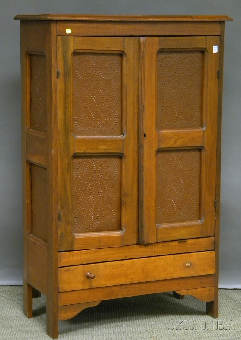 Appraisal: Walnut and Pine Pie Safe with Punched Tin Panels ht