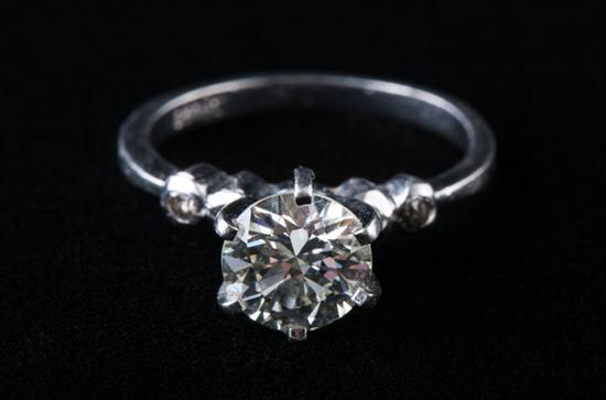 Appraisal: PLATINUM AND DIAMOND RING Brilliant-cut round diamond weighing approx ct