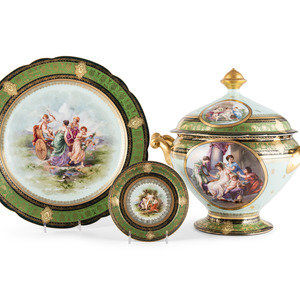 Appraisal: A Group of Austrian Transfer-Decorated Porcelain Tableware Late th Early