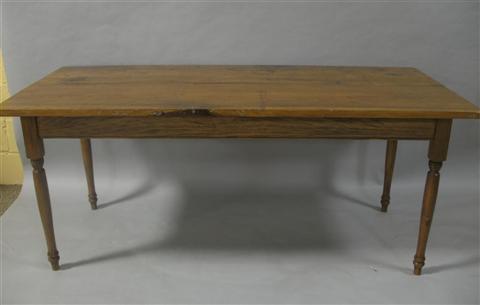 Appraisal: COUNTRY STYLE FARM TABLE th century plain frieze on turned