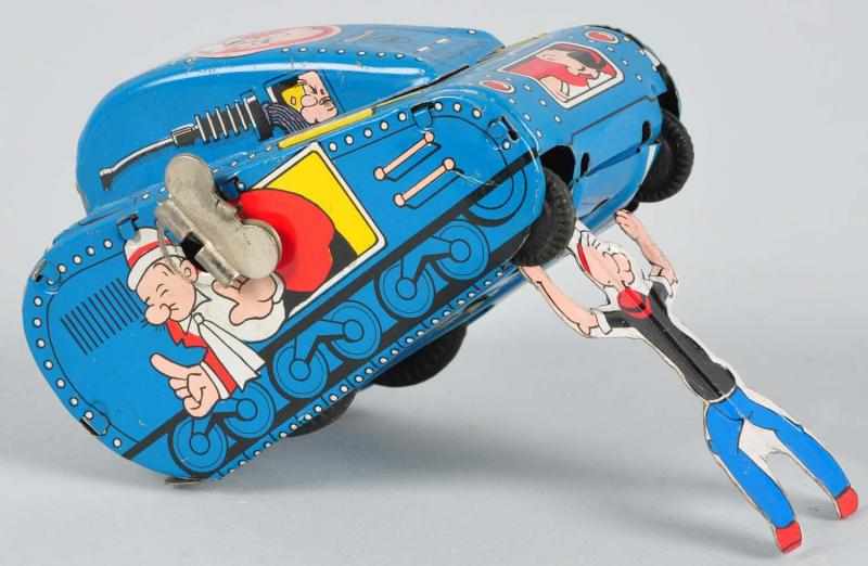 Appraisal: Tin Litho Linemar Popeye Tank Wind-Up Toy Description Japanese Functions