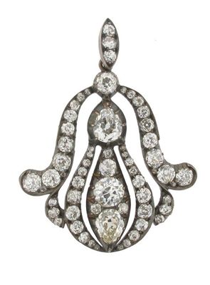 Appraisal: A Victorian diamond pendant Set overall with graduated diamonds in