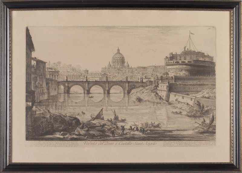 Appraisal: Piranesi Etching''Veduta del Ponte e Costello Sant Angelo '' later