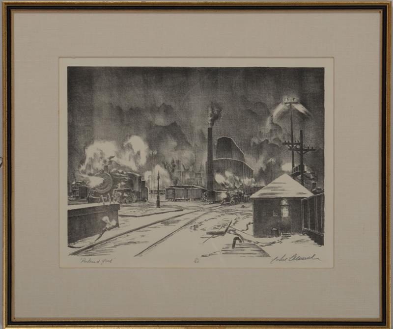 Appraisal: John Muench - Railroad Yard Lithograph on wove paper with