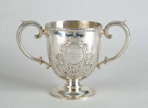 Appraisal: STERLING SILVER TWO HANDLED TROPHY CUP Inscribed First Prize Annual