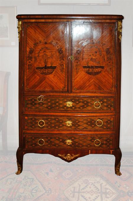 Appraisal: Louis XVI Style Gilt-Metal Mounted Inlaid Walnut Wardrobe Estimate -