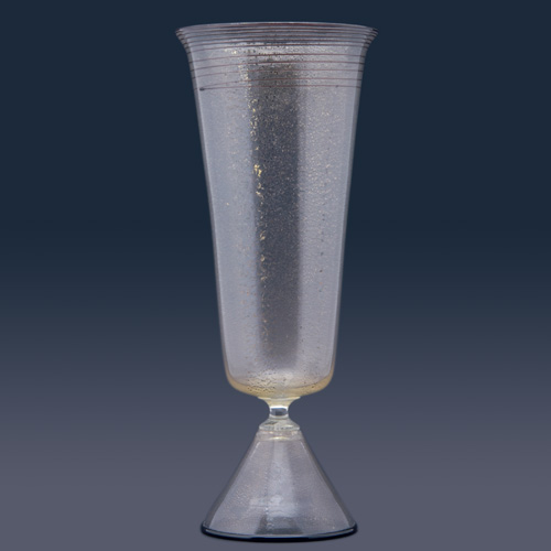 Appraisal: STYLE OF VITTORIO ZECCHIN Tall 'soffiati' footed glass vase with