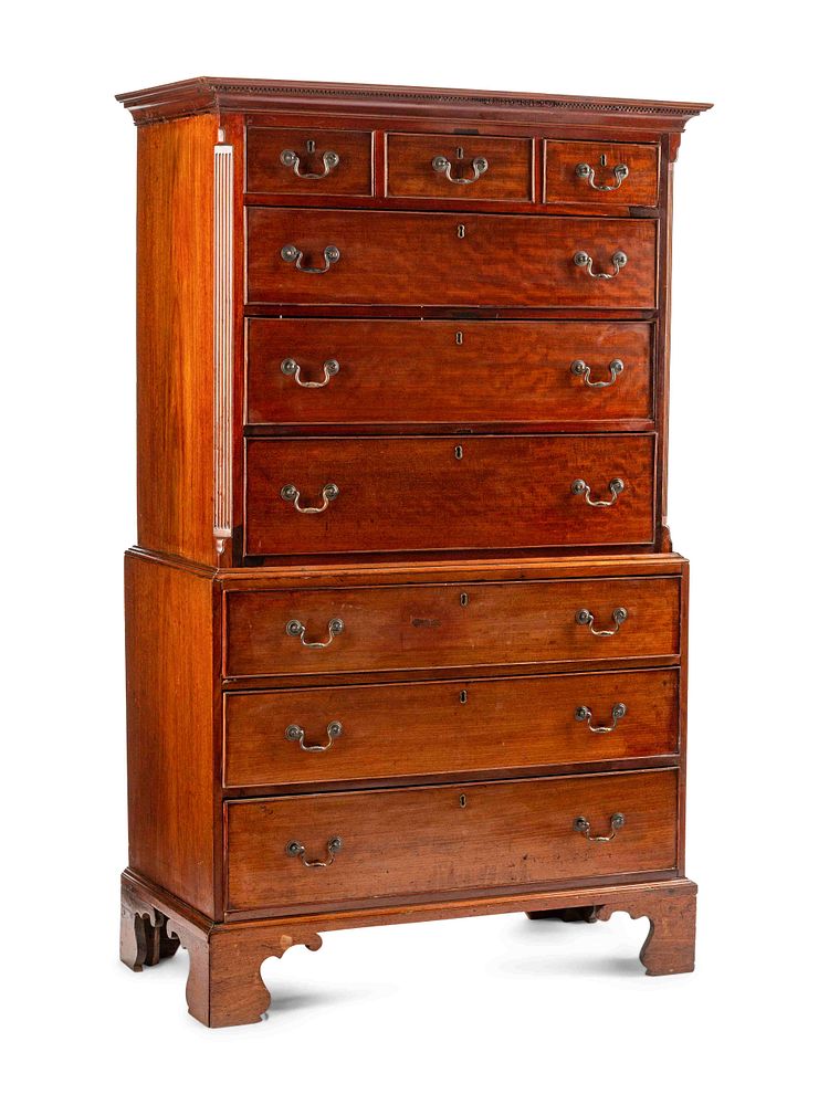 Appraisal: A George III Mahogany Chest on Chest A George III