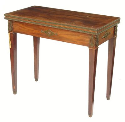 Appraisal: A th century European mahogany card table with brass mounts