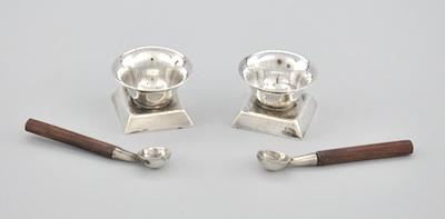 Appraisal: A Pair of William Spratling Sterling Silver Salts with Spoons