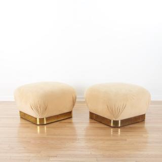 Appraisal: Pair Karl Springer souffle ottomans Pair Karl Springer souffle ottomans