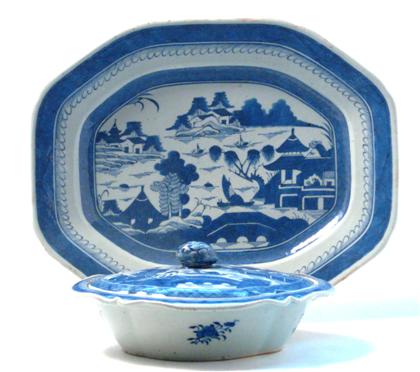 Appraisal: Two Chinese export porcelain blue and white Canton covered dishes