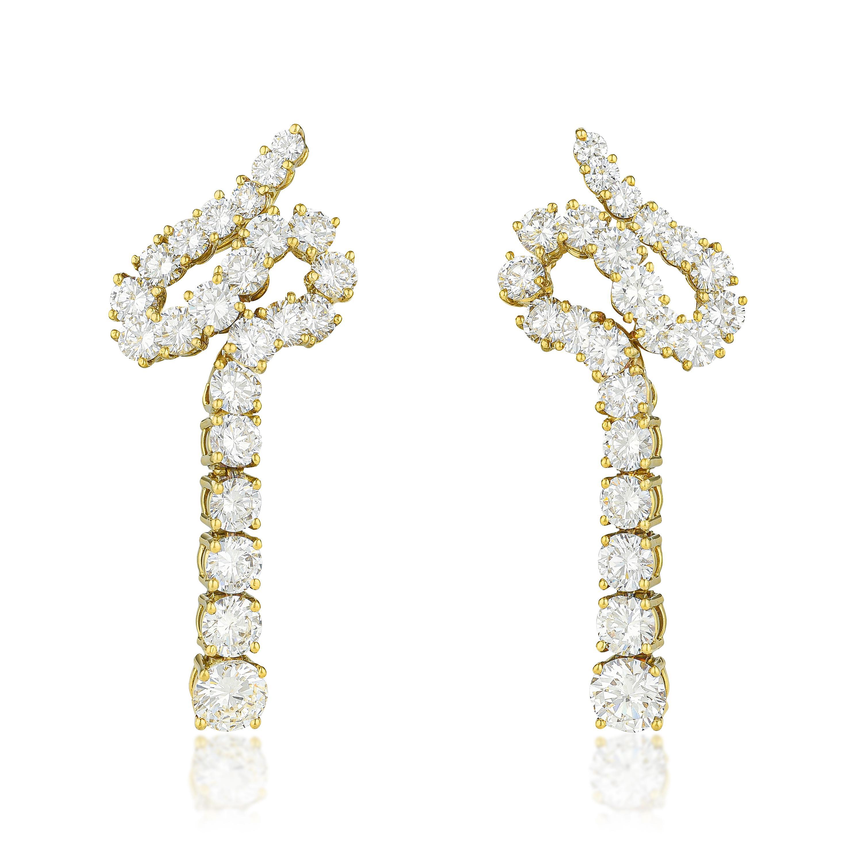 Appraisal: FINE DIAMOND EARCLIPS METAL K yellow gold GEMSTONE S round