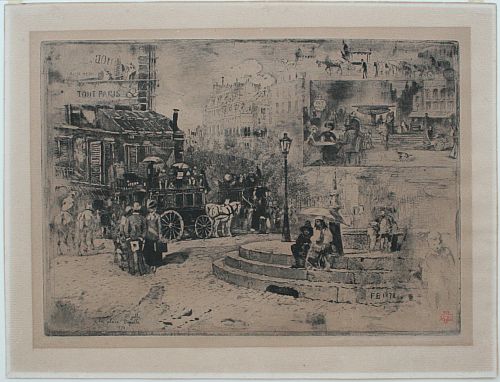 Appraisal: BUHOT Felix French - ''A La Place Pigalle Paris'' Etching