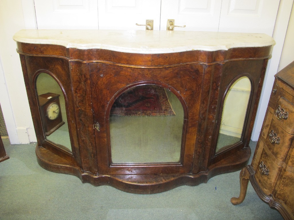 Appraisal: Victorian walnut glazed cabinet with marble top