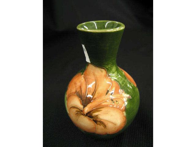 Appraisal: Moorcroft Art Pottery Vase floral decoration green glaze tall excellent