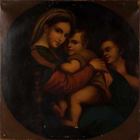 Appraisal: After Raphael Sanzio Italian - 'La Madonna Della Sedia' oil