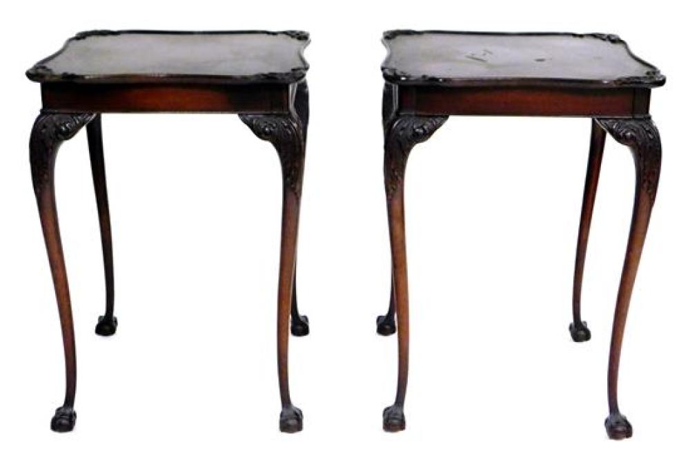 Appraisal: Pair of Chippendale style carved side tables American th C