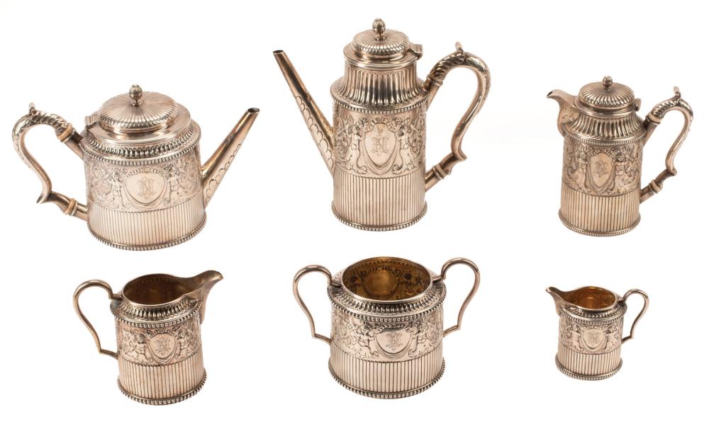 Appraisal: Victorian Sterling Silver Repousse Coffee and Tea Service Susannah Brasted