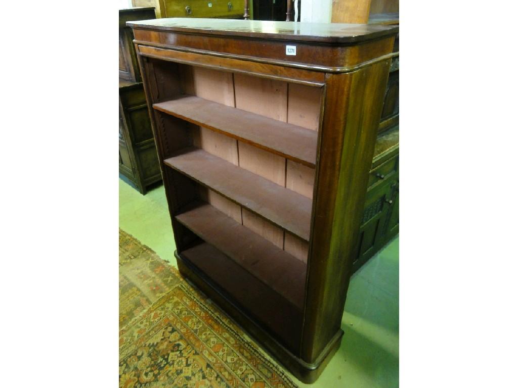 Appraisal: A mahogany freestanding open bookcase with rounded corners enclosing four