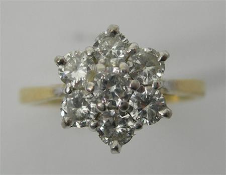 Appraisal: An ct gold mounted diamond floral cluster ring claw set