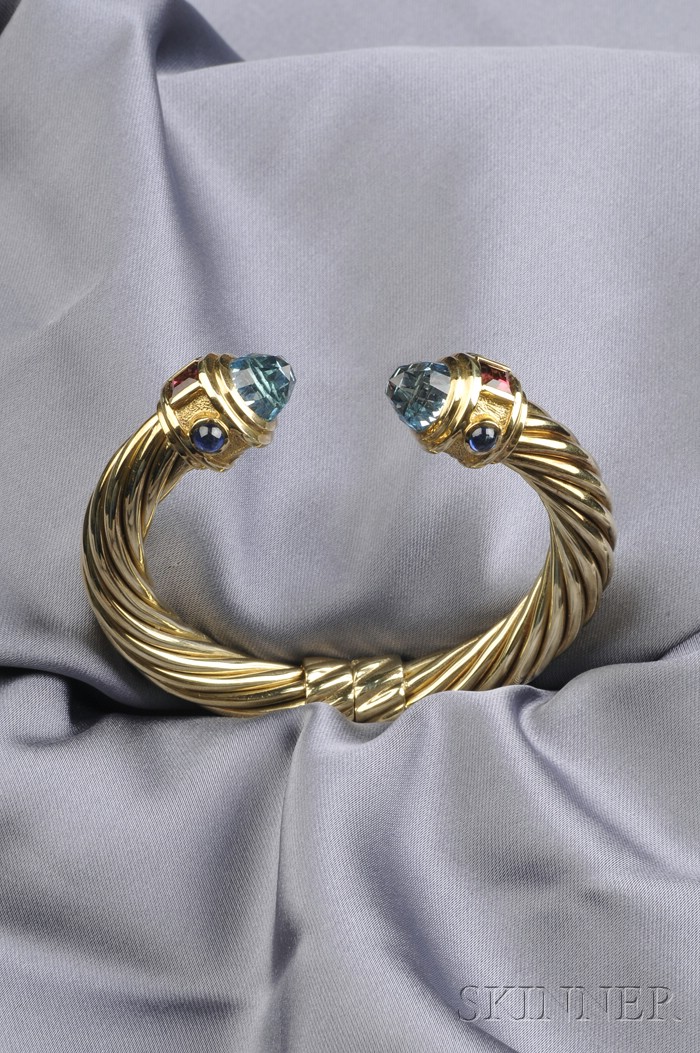 Appraisal: kt Gold and Gem-set Bracelet David Yurman the hinged ropetwist