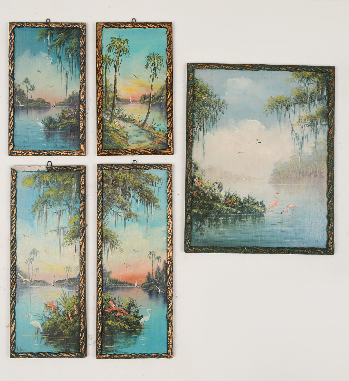 Appraisal: ADDISON Walter American th Century Five Oil Board Florida Paintings