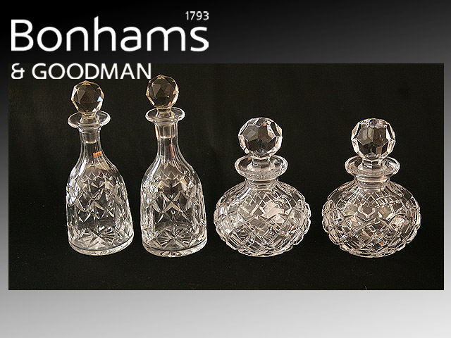 Appraisal: Two pairs of cut glass perfume bottles and stoppers Two