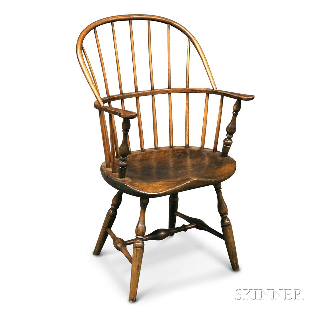 Appraisal: Sack-back Windsor Chair late th century with vase and ring