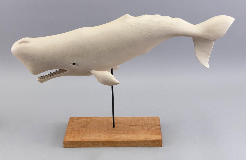 Appraisal: WYATT COLLINS CARVED WOODEN SPERM WHALE MASSACHUSETTS CONTEMPORARY LENGTH WYATT