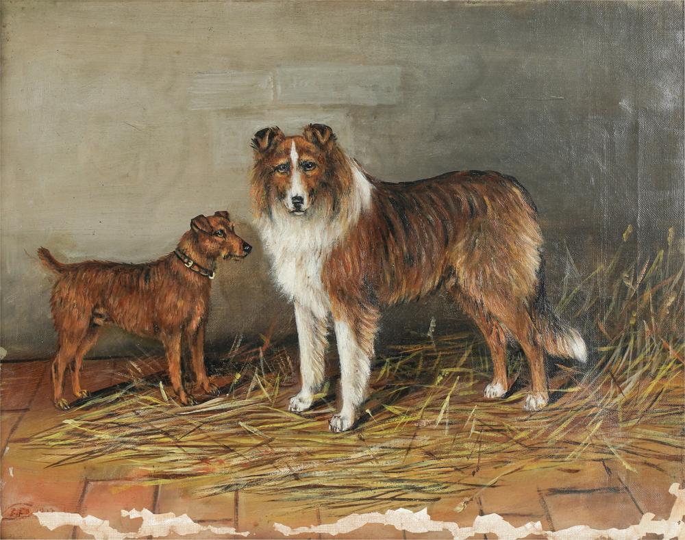 Appraisal: LATE TH EARLY TH CENTURY PORTRAIT OF TWO DOGSoil on