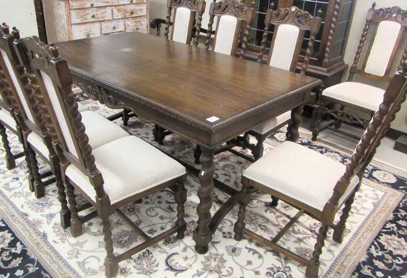 Appraisal: OAK DINING TABLE AND CHAIR SET Continental th century rectangular