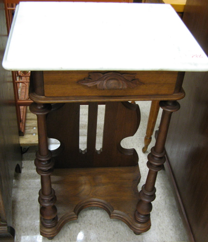 Appraisal: A VICTORIAN WALNUT NIGHTSTAND American c having a rectangular white