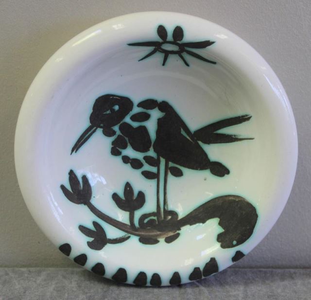 Appraisal: Picasso Madoura Bowl with Bird on a Branch With painted