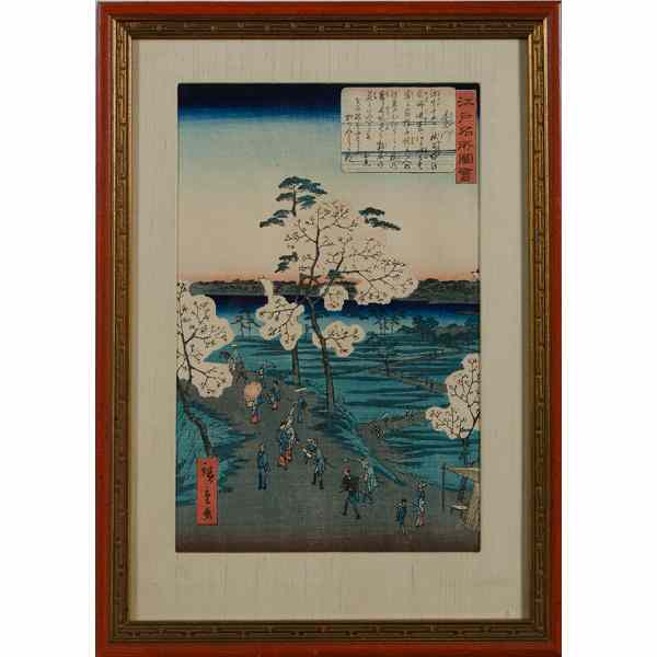 Appraisal: Japanese Woodblock th century x in sight framed and matted