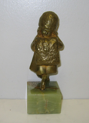 Appraisal: LORENZL AUSTRIA Gilt cast bronze figure of a girl with