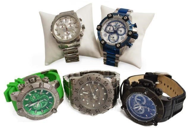 Appraisal: lot of Men's bold statement fashion wristwatches all Invicta Chronograph